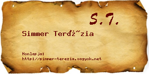 Simmer Terézia névjegykártya